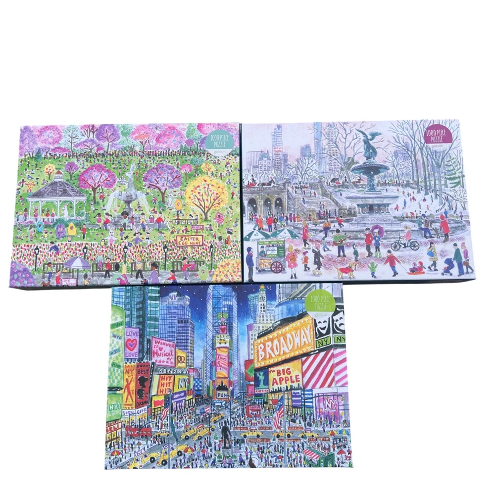 Galison Michael Storrings Puzzle Lot 3 NYC Times Square Bethesda Easter 1000pc
